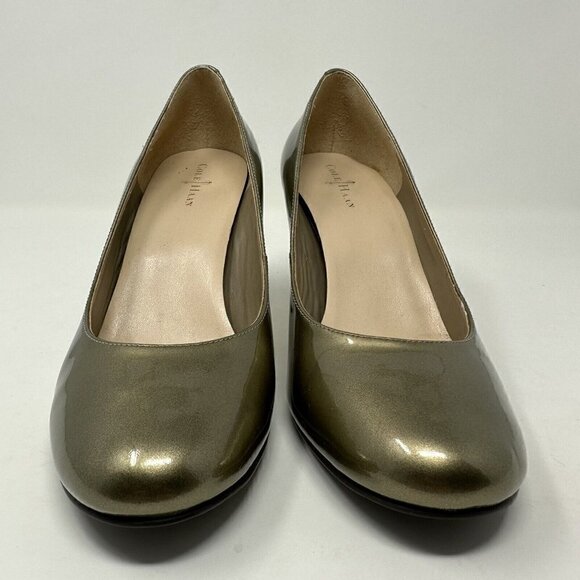 COLE HAAN Laney High Heels Pumps Gold Patent Leather Sz 8.5B - Picture 5 of 13